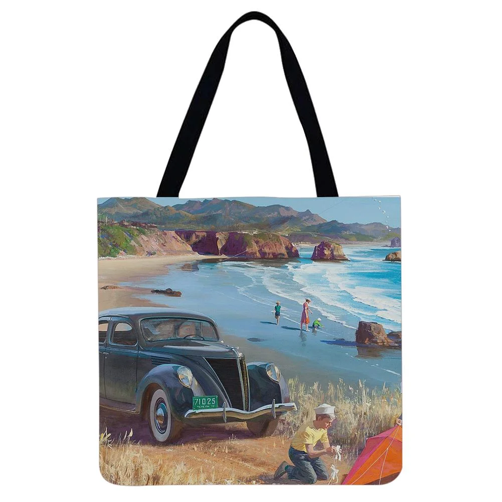 Linen Tote Bag -  Car