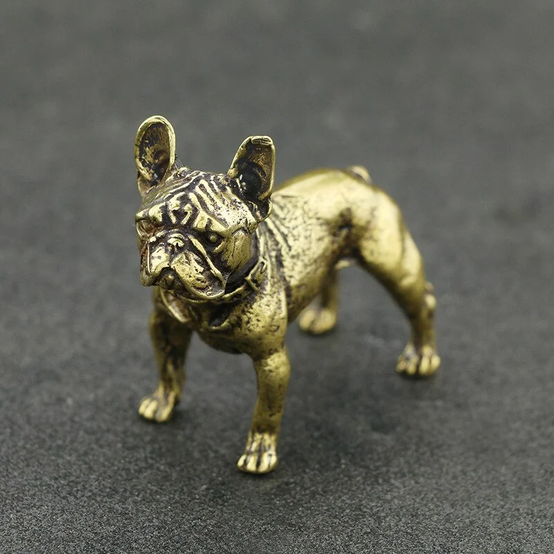 Antique Bronze Desktop Decoration Animal Dog Props Sculpture Home Office Bar Brass Zodiac Tea Pet Decorations Ornament