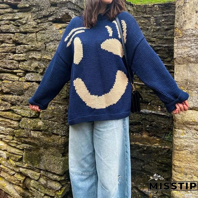 Smiley Casual Knit Sweater