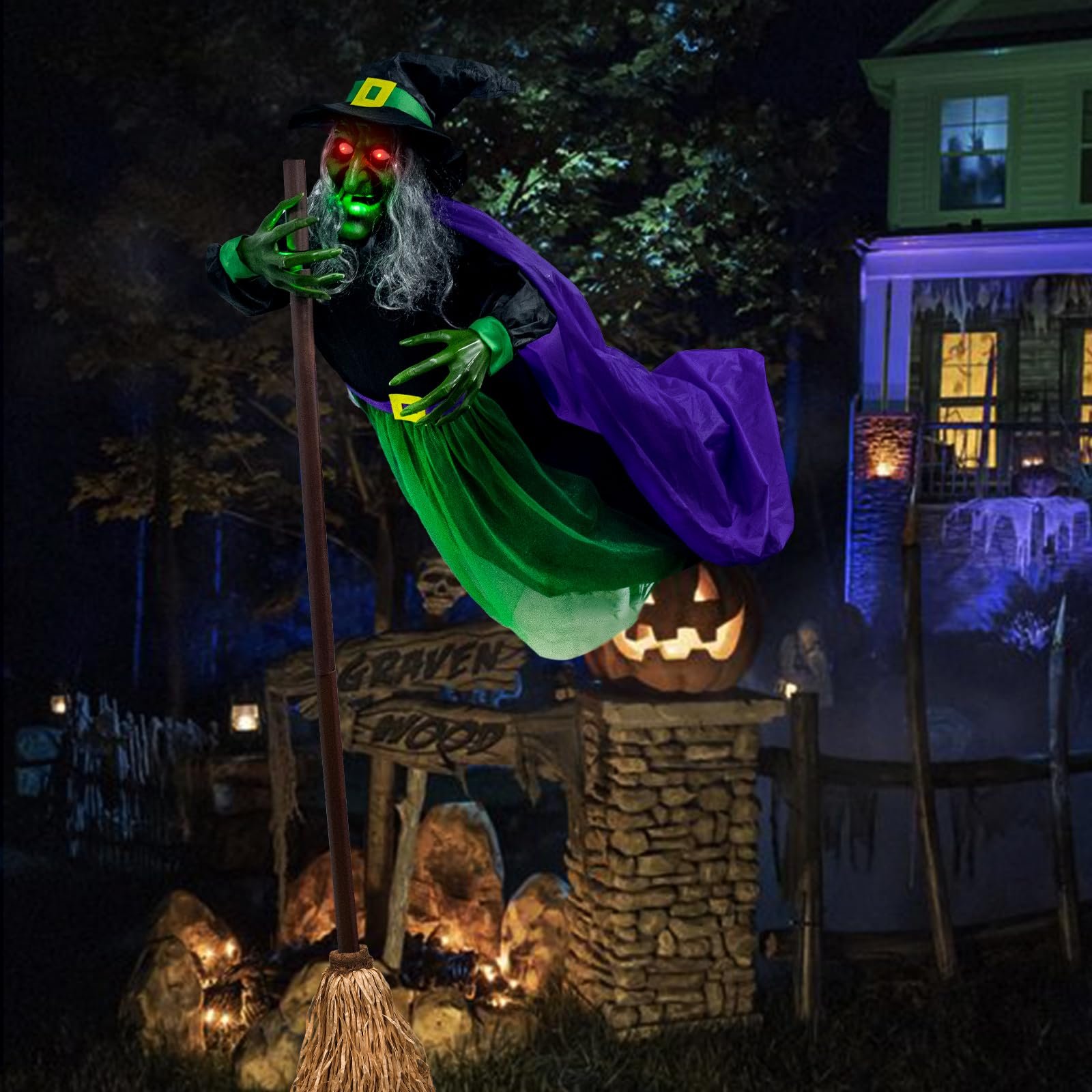 Halloween Decorations Outdoor - 12 ft Hovering Witch