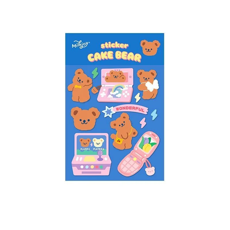W&G Milkjoy Cake Bear Removable Stickers Korea Diy Seamless Mobile Phone Ipad Stickers Handbook Stickers 1029-1