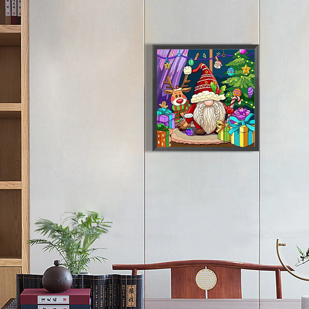 Partial AB Diamond Painting - Full Round Drill - Christmas Gnome(Canvas|45*45cm)