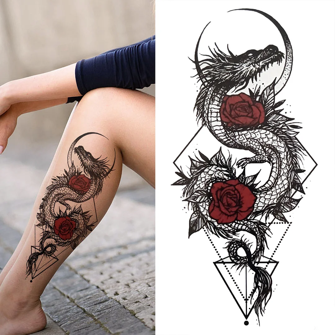 Sdrawing King Crown Temporary Tattoos For Women Men Adult Black Tiger Forest Skull Tattoo Sticker Fake Skeleton Fashion Tatoo Flower