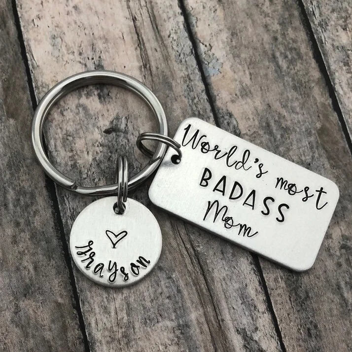Personalized World's Most Badass Mom Keychain Mother's Day Gift