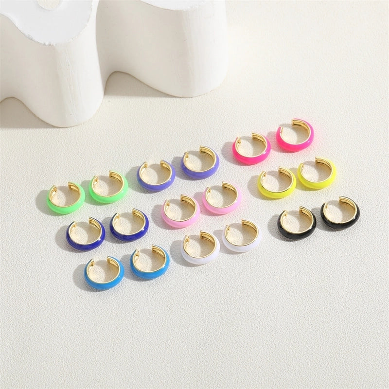 1 Pair Elegant Minimalist Solid Color Epoxy Plating Brass 14k Gold Plated Ear Cuffs