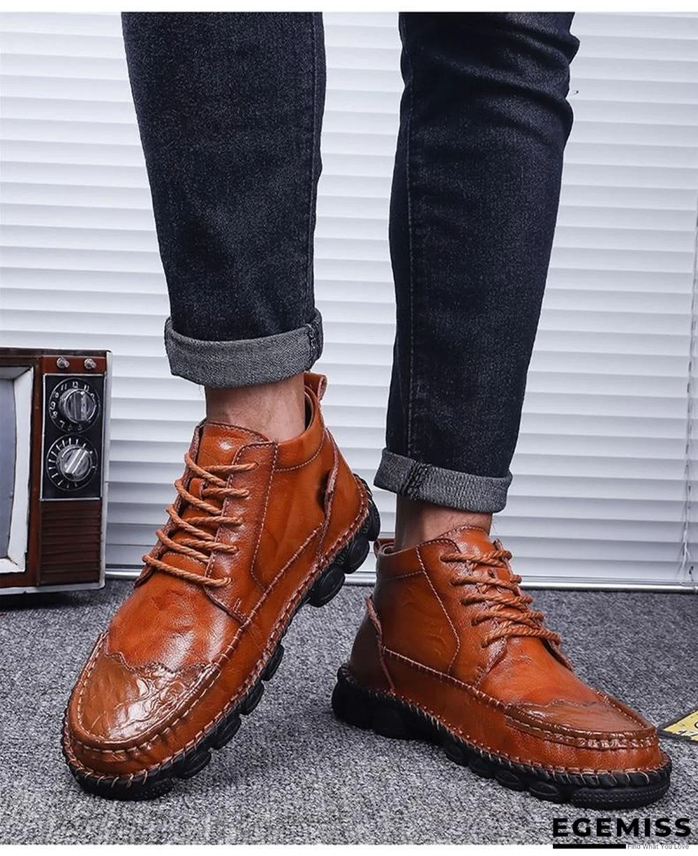 Cow Split Leather Men Boots Comfortable Boots Men Footwear Rubber Ankle Boots Men's Shoes | EGEMISS