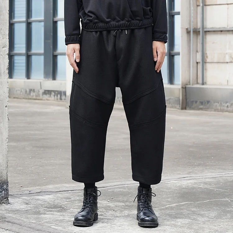 Darkwear Japanese Casual Cropped Woolen Pants-dark style-men's clothing-halloween