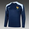 2024 France Half-Pull Training Suit Royal Blue Football Shirt 1:1 Thai Quality
