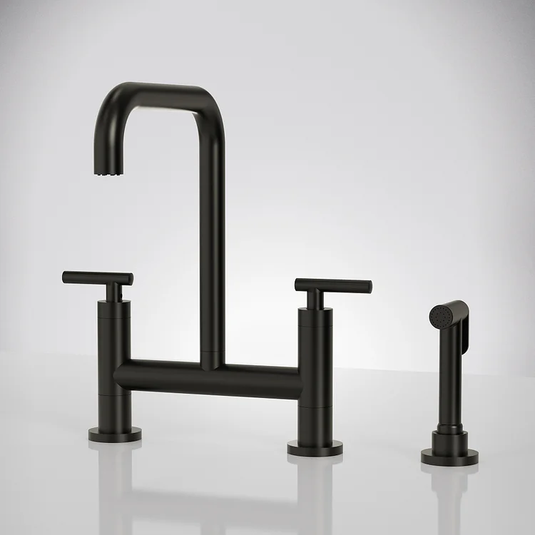 EVERSTEIN Bridge Kitchen Faucet with Side Sprayer in Matte Black SFS-1175-BK