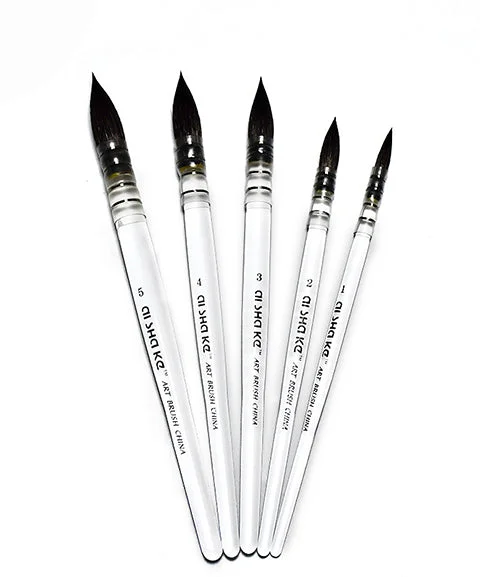 5 Pcs Premium Squirrel & Wool Hair Synthetic Blend Paint Brush Set