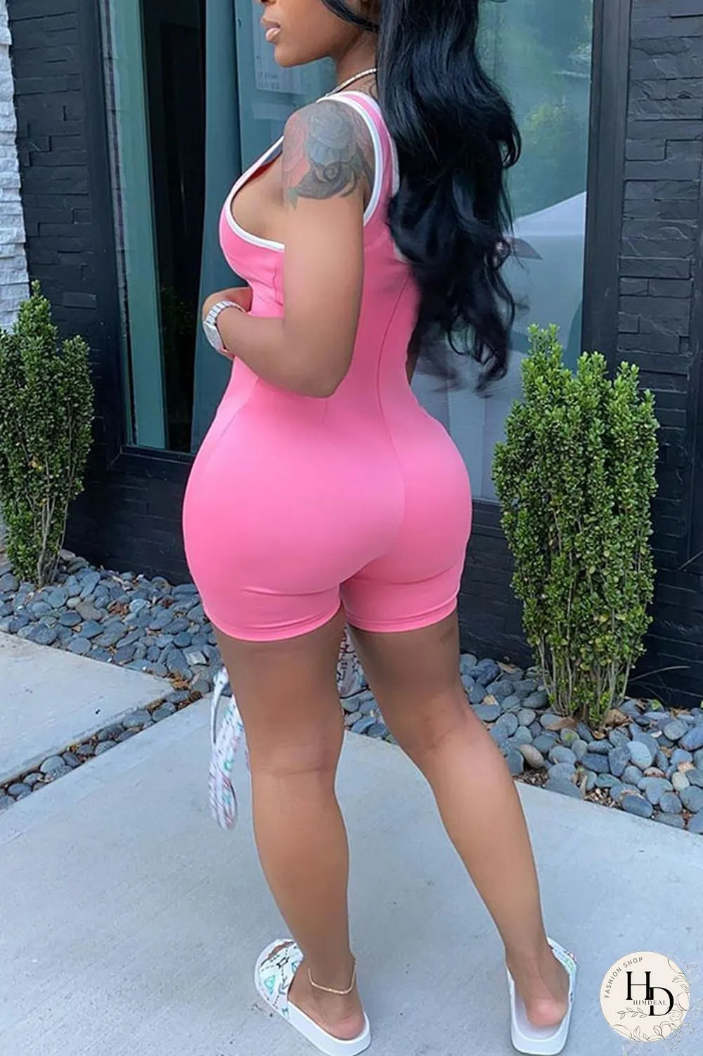 Red Fashion Casual Solid Sleeveless Square Jumpsuits