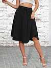 Stylish High Waist A-Line Knee Length Skirt - Women's Elegant Solid Color Skirts for Spring & Summer - Comfortable, Flattering, and Versatile Clothing for Ladies