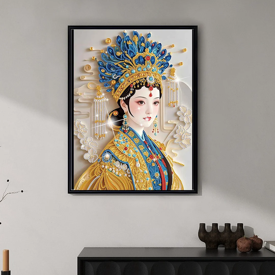 Diamond Painting - Partial Special Shaped Drill - Phoenix Crown Lady(Canvas|30x40cm)
