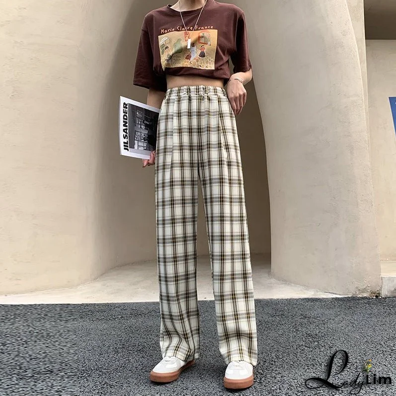 Plaid Pants Women's Spring And Autumn Thin