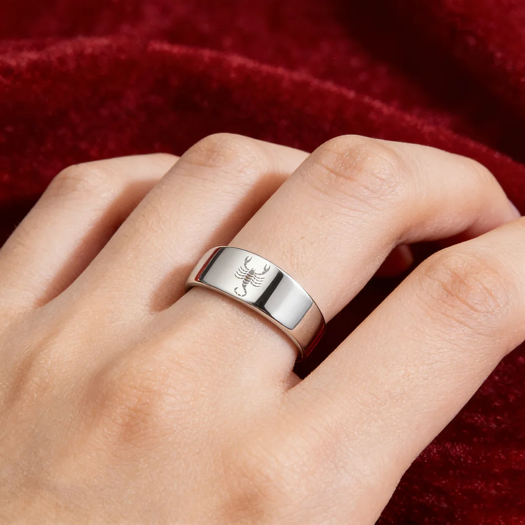 Wedding Fashion Sliver Scorpio Tungsten Rings and Flat Edge Comfort Fit for Mens and Womens 4MM 6MM 8MM