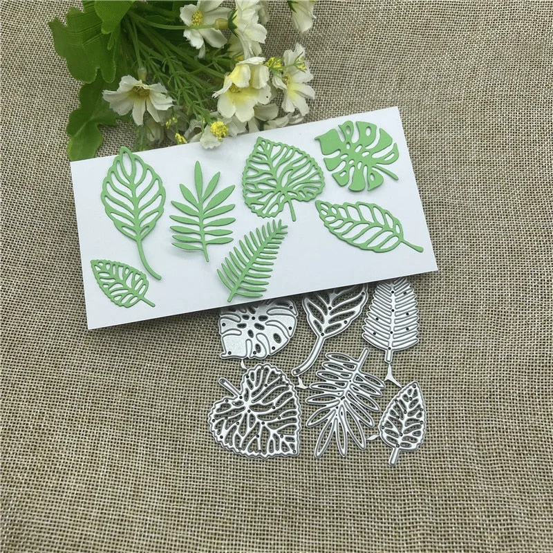 7pcs leaves card Cutting Dies Stencils For DIY Scrapbooking Decorative Embossing Handcraft Die Cutting Template