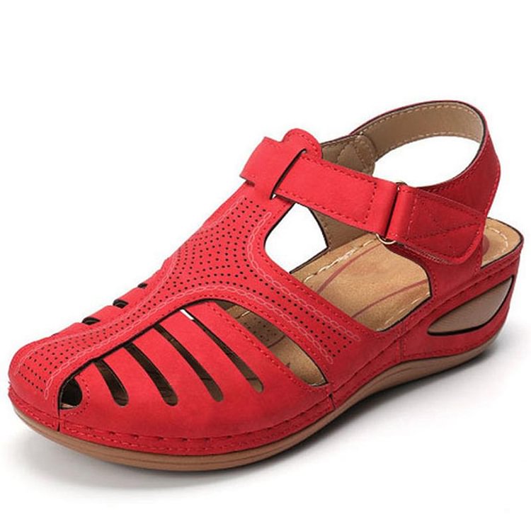 Owlkay - Soft PU Leather Closed Toe Vintage Anti-Slip Sandals