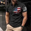 Men's T-Shirt Polo Vintage American Flag Independence Day Short Sleeve Outdoor Summer Daily Top Navy Blue Black Khaki by Inlyline