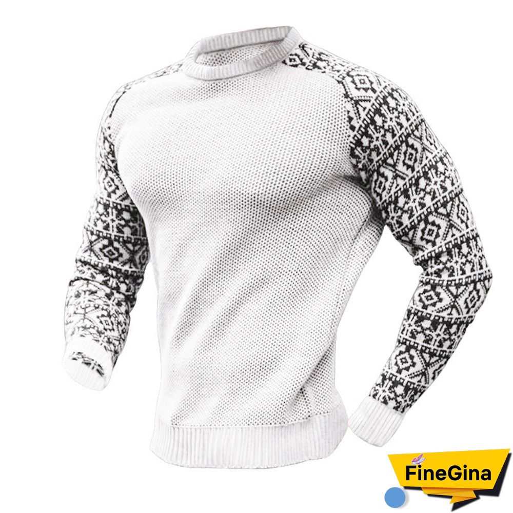 Army Green Men's Early Autumn Sweater Pullover Colorblock Knitwear T-Shirt