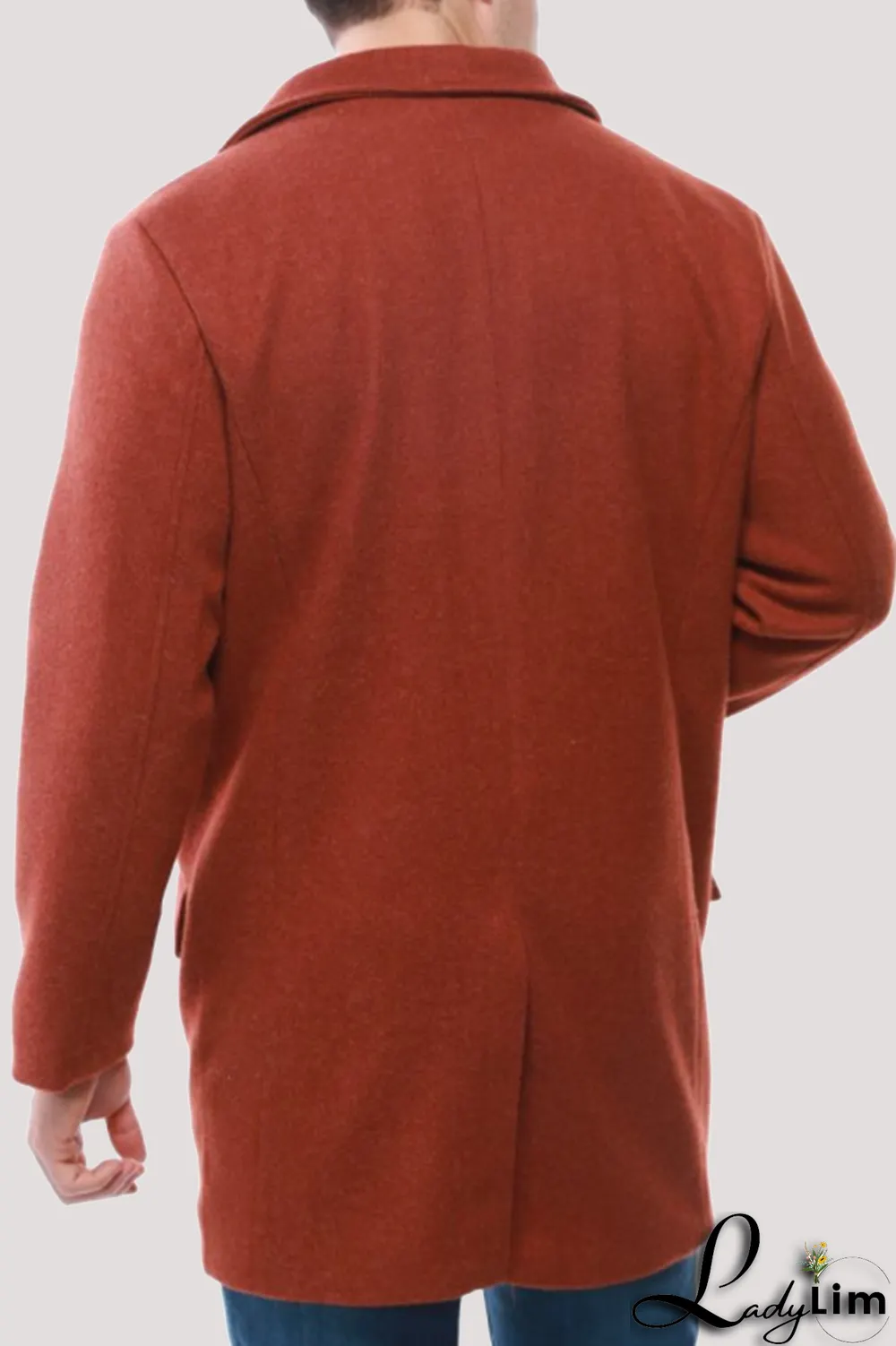 Burgundy Fashion Casual Solid Patchwork Buckle Turndown Collar Outerwear