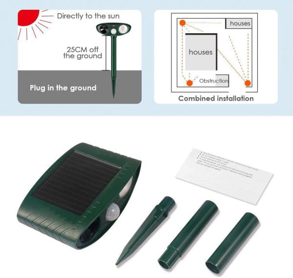 Package Details of ultrasonic chipmunk repeller