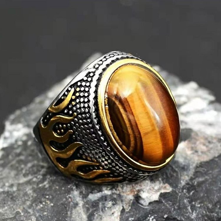 olivenorma tiger eye stone crystal ring