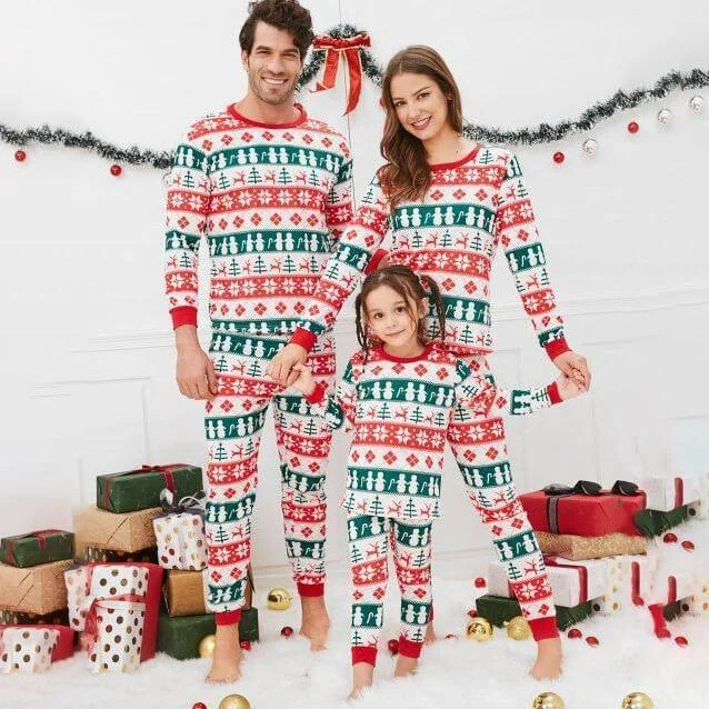 Christmas Tree and Snowflake Patterned Family Matching Pajamas Sets