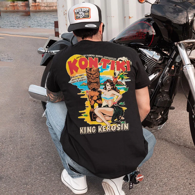 KON-TIKI KING KEROSIN Totem Pole Sexy Lady Print Men's T-shirt