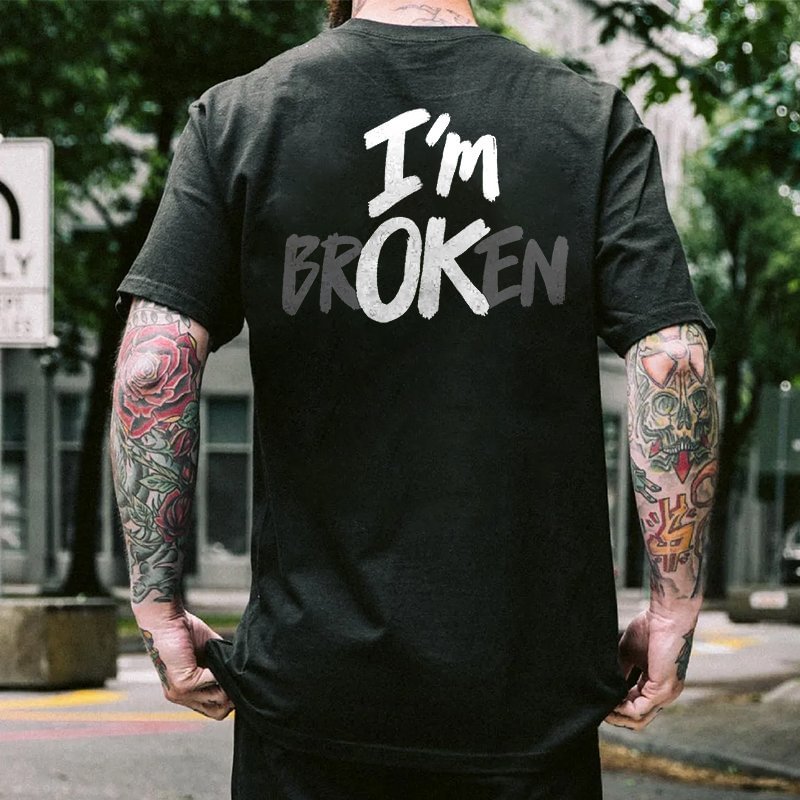 I'm Broken Men's Fun Monogram T-shirt -  