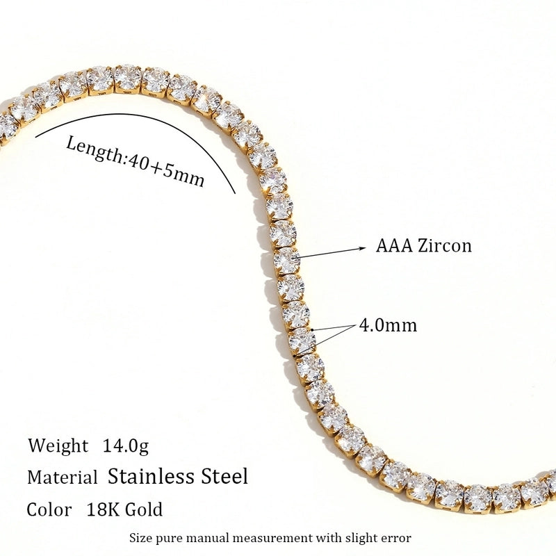 Titanium Steel 18K Gold Plated Elegant Glam Geometric Zircon Necklace