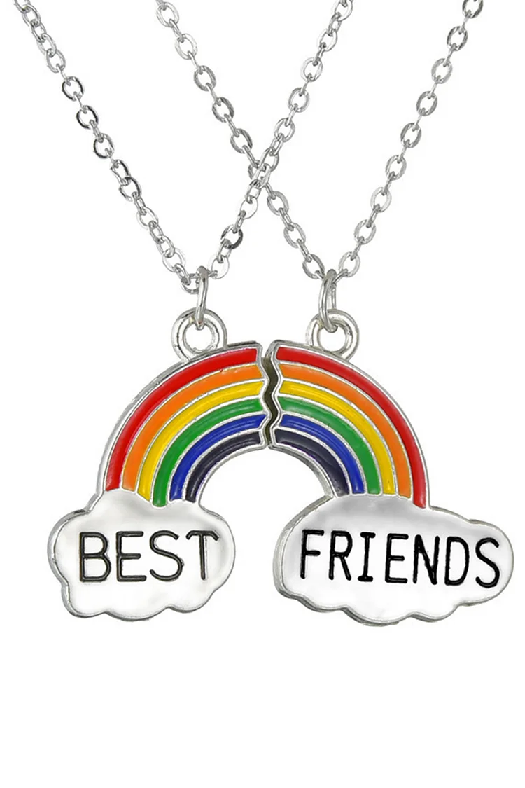Festival Rainbow Best Friends Letter Pendant Cloud Design Necklace 2024 - Xpluswear