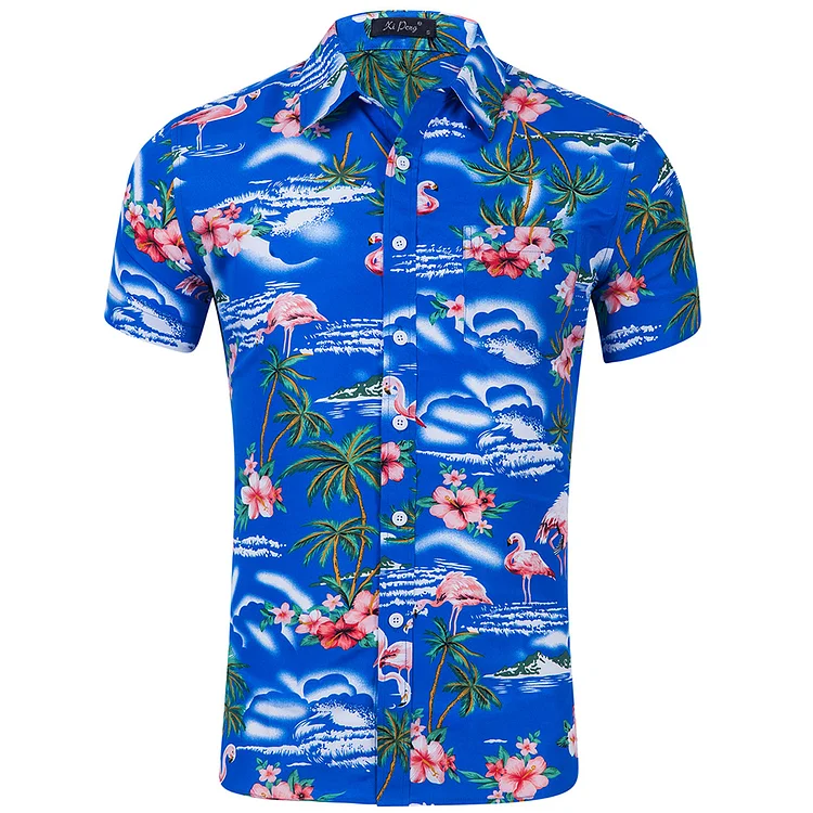 BrosWear Men's Hawaiian Holiday Style Short Sleeve  Shirt