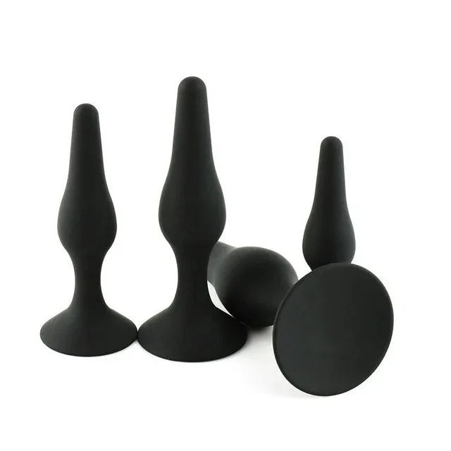 Enrseto Sexy Toys 4PCS Anal Plug Set Silicone Anal Butt Plug Adult Sex Toys for Women,Men and Beginners