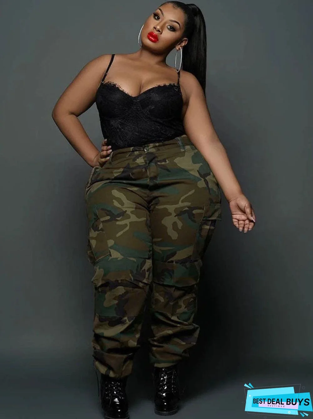 Plus Size Camouflage Print Long Pants