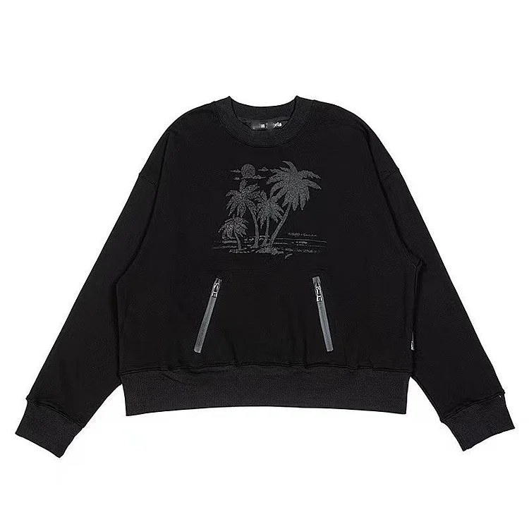 Palm Angle Jacket Palm Angels WANG Jiaer Printed Long-Sleeved Sweater for Men and Women