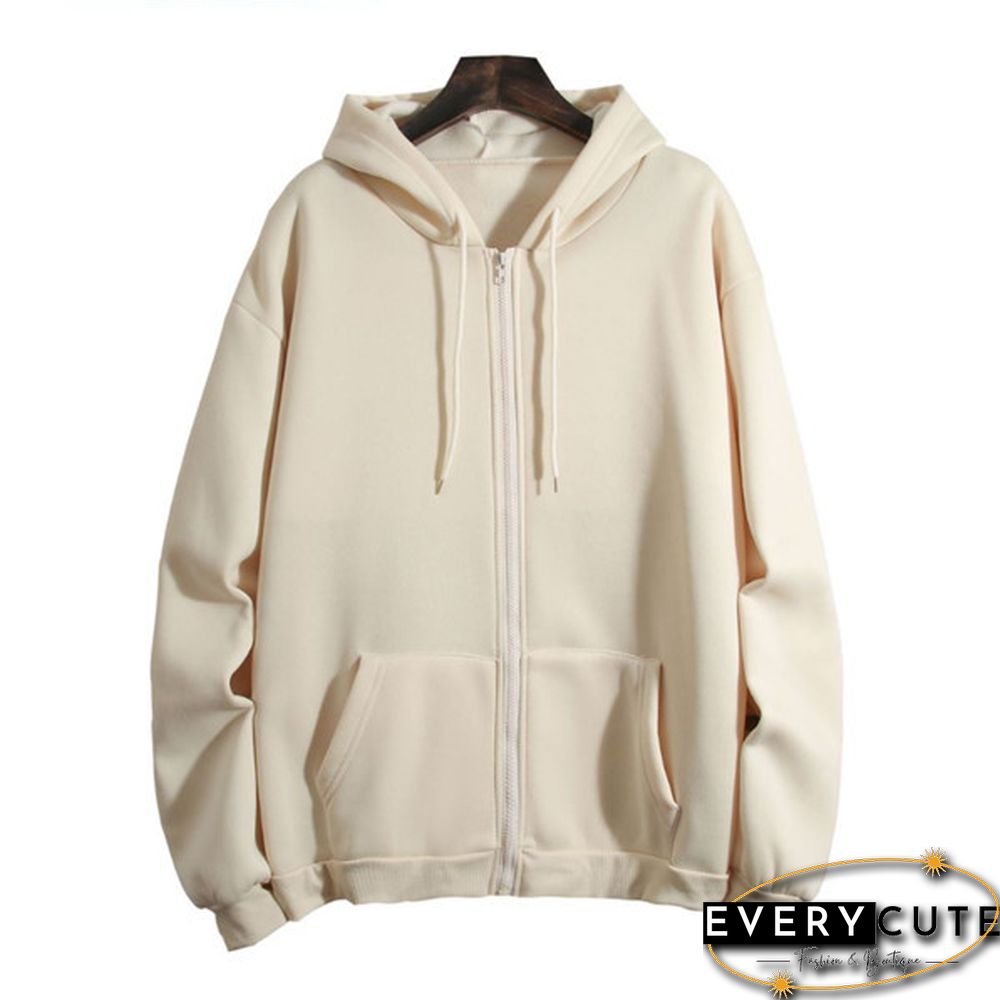 Loose Hooded Sweater Women's Autumn And Winter Large Size Zipper Cardigan Top Zip Up Hoodies Pullover