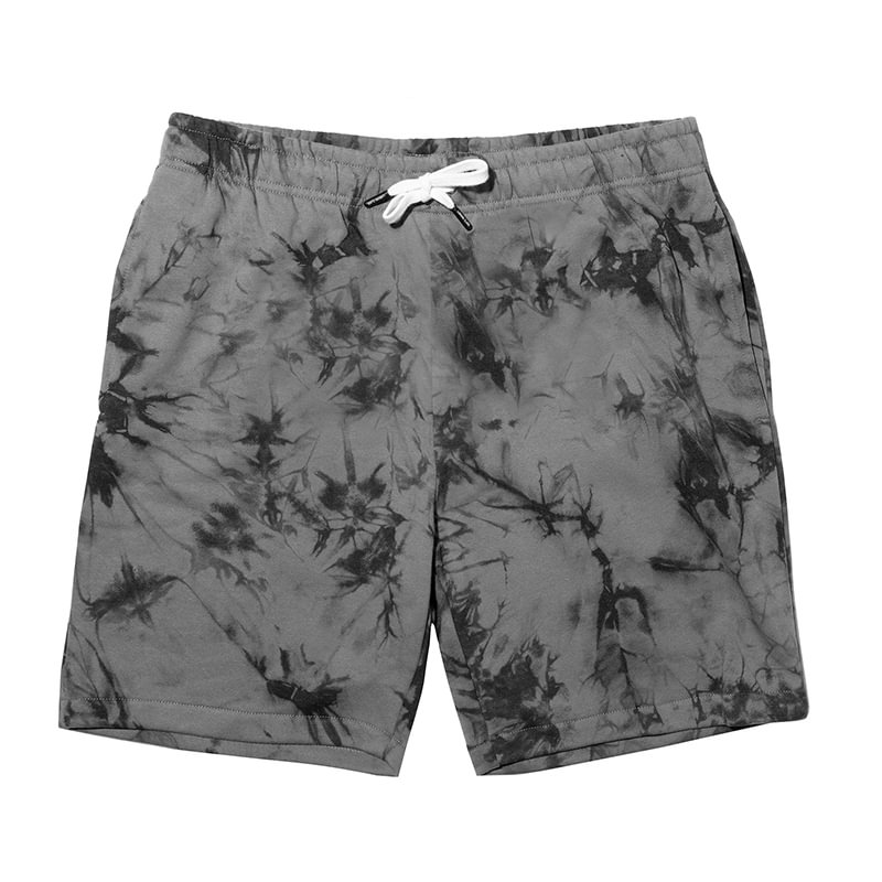 Black Tie Dye Printed Elastic-waistband Shorts - Krazyskull