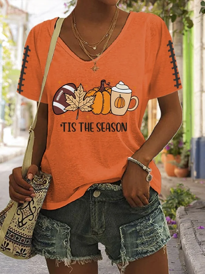 Women's Autumn Pumpkin Print Casual T-Shirt