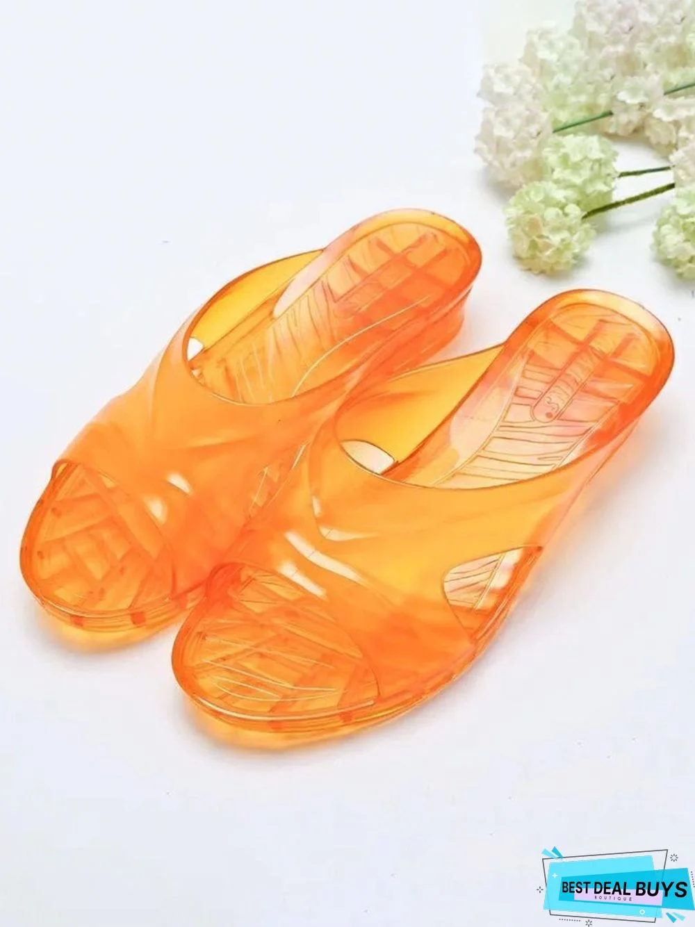 Crystal Clear Waterproof Wedge Slides