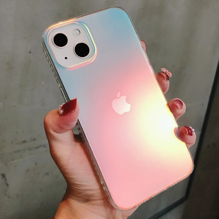 Fashion Matte Aurora Laser Gradient Phone Case For iPhone15 14 13 12 11 Pro Max 13 12 Mini X XR XS Max 7 8 Plus Shockproof Cover