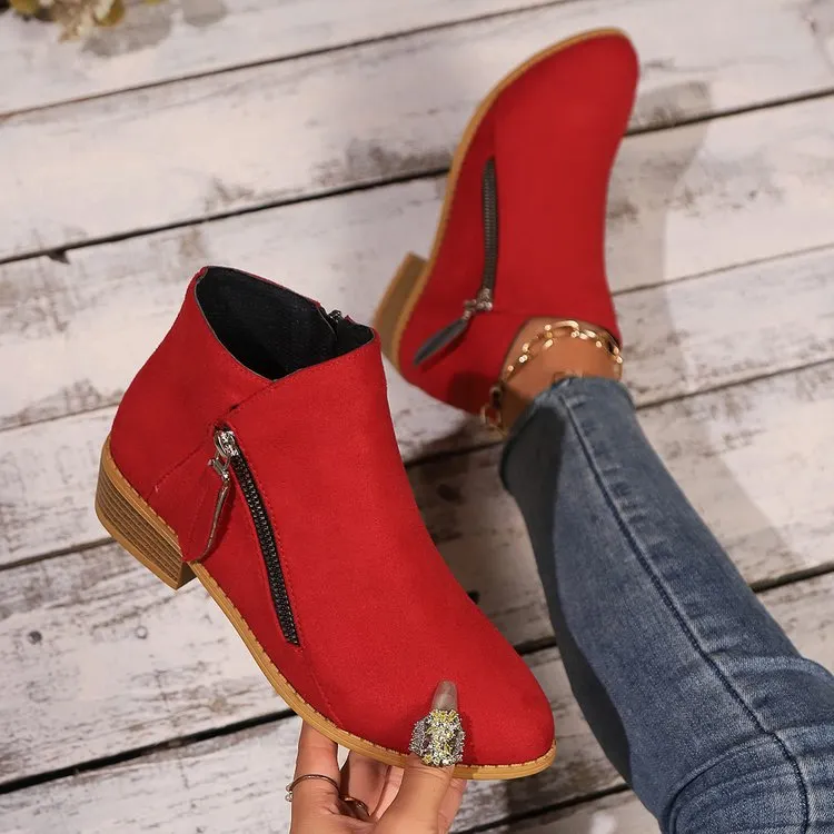 Breakj Breakj Thick Background Solid Color Tip Side Zipper Martin Boots 2025 Spring And Autumn New Short-Box Women Boots