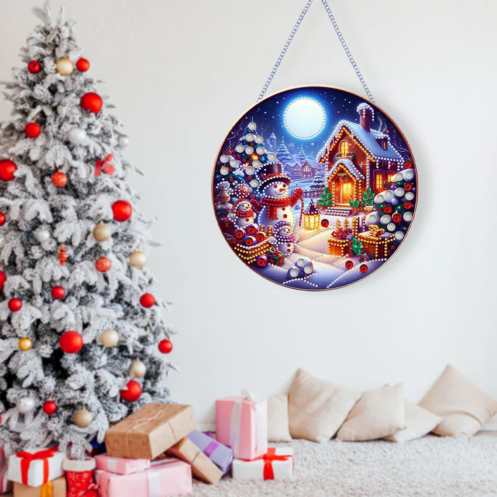 DIY Christmas Special Shape House Diamond Painting Hanging Pendant for Home Decor