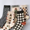 Y2K Fashion Geometric Flower Medium Height Women Socks 10 Pairs