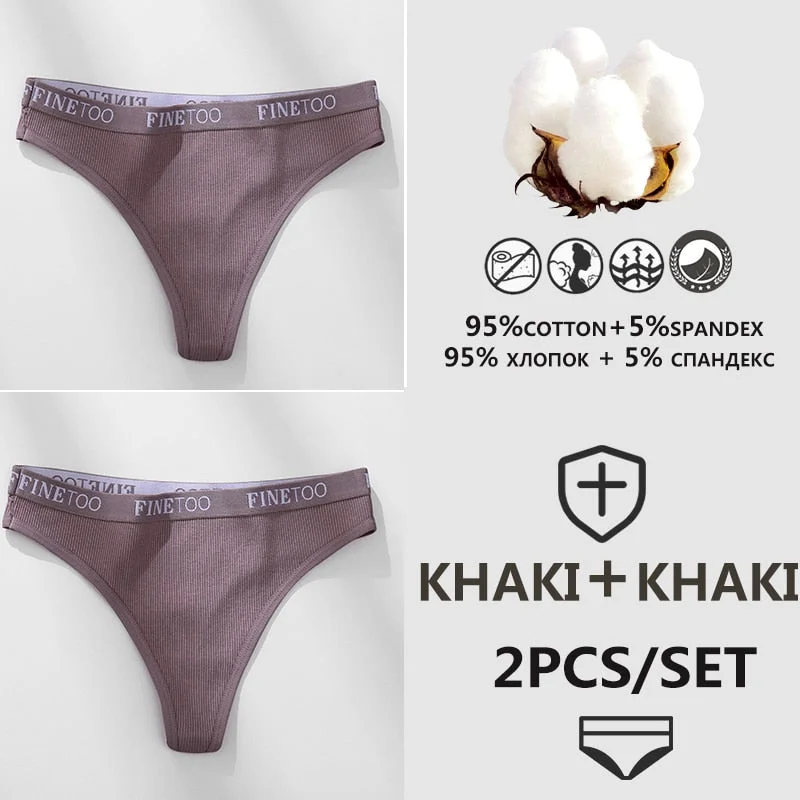 FINETOO 1/2PCS G-string Women Cotton Thongs M-XL Design Letter Femme Underwear Sexy Panties Underpants Thong Pantys Lingerie