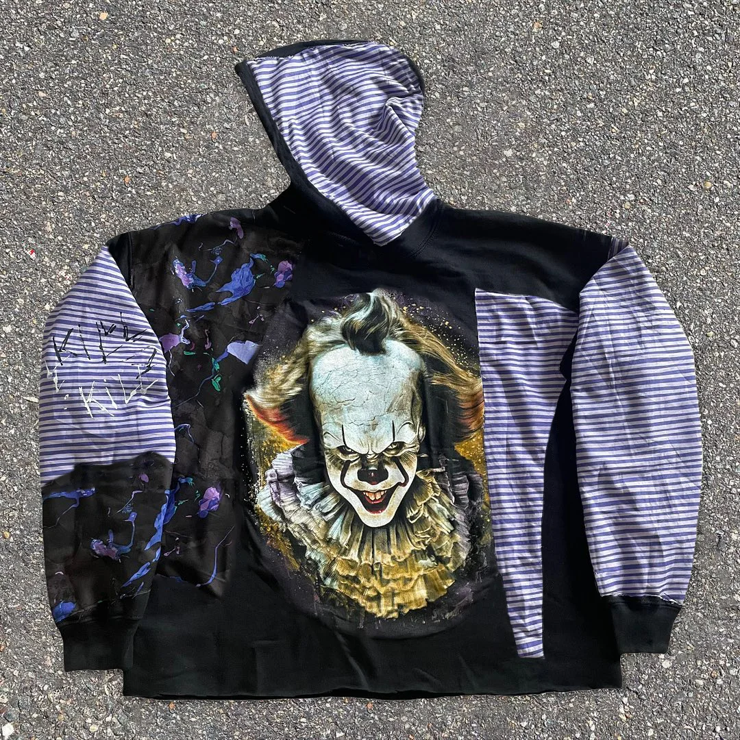 Fashion statement print clown hoodie