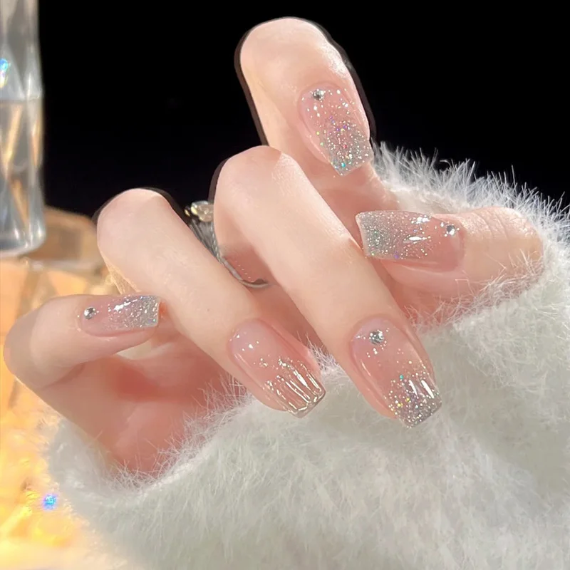 Buyerint 24pcs Wearable Pink Press on Nails – Butterfly Lovely Girl False Nails Tips with Jelly Gel Design  