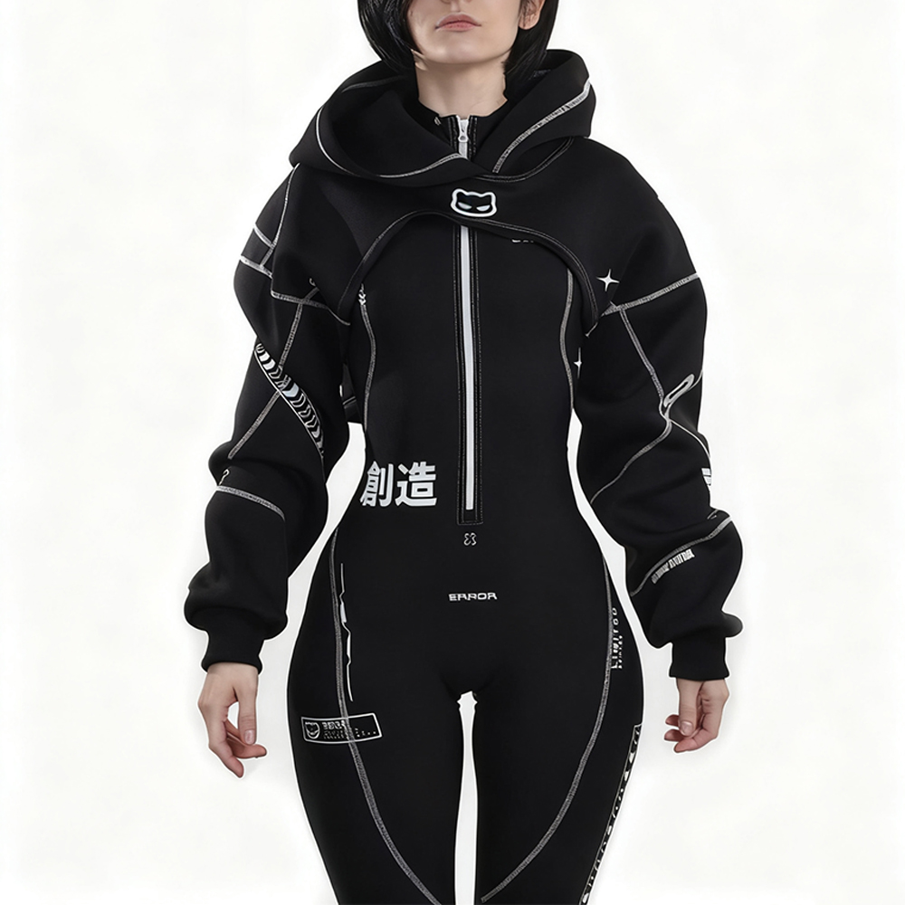 Cyberpunk Futuristic Mechanical Style Women's Sports Yoga Outfit Set