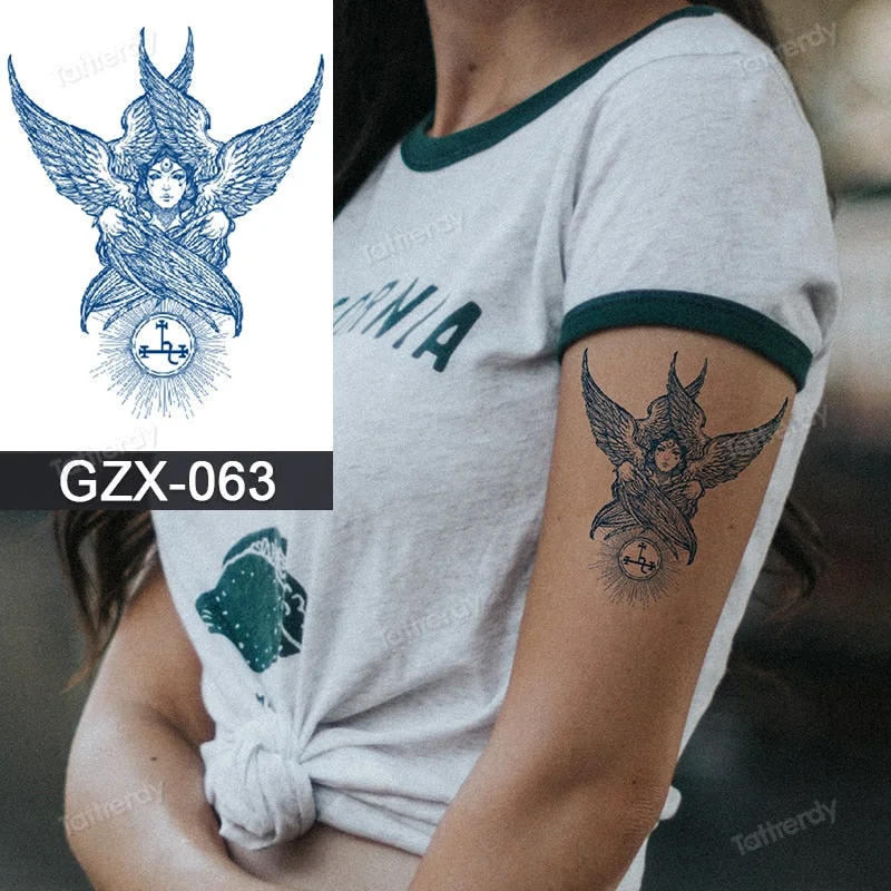 Juice Ink Natural Tattoo Water Transer Long Lasting Blue Semi-permanent Temporary Tattoos Small Hand Sleeve Armband Painting