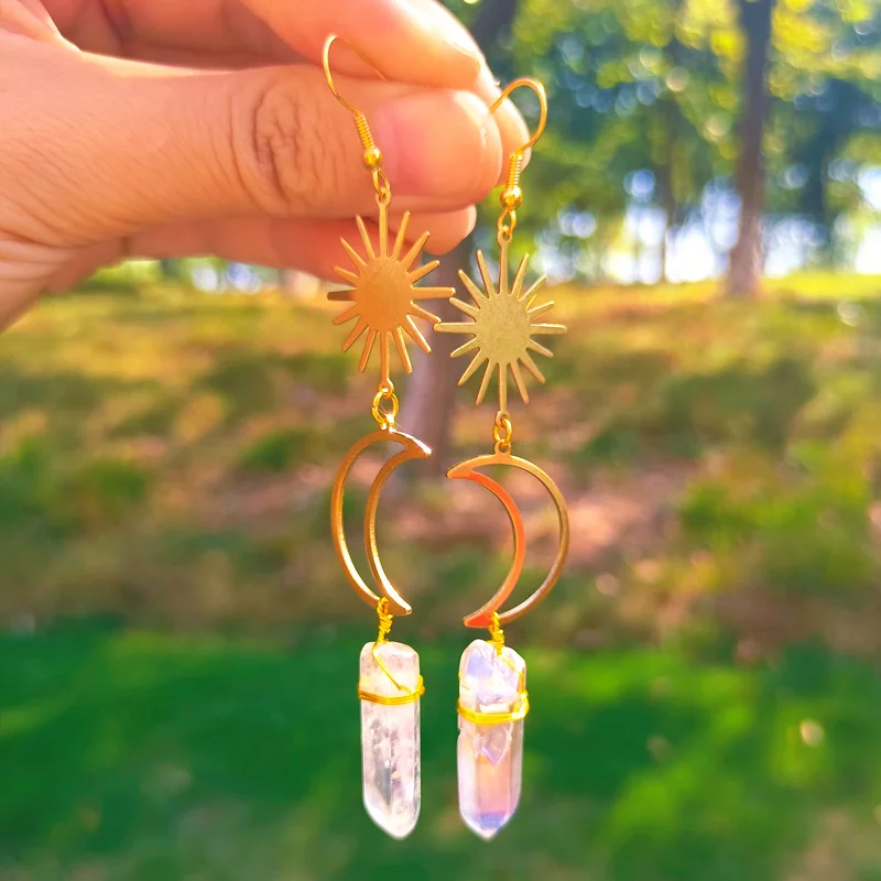 Moon Sun Crystal Earrings
