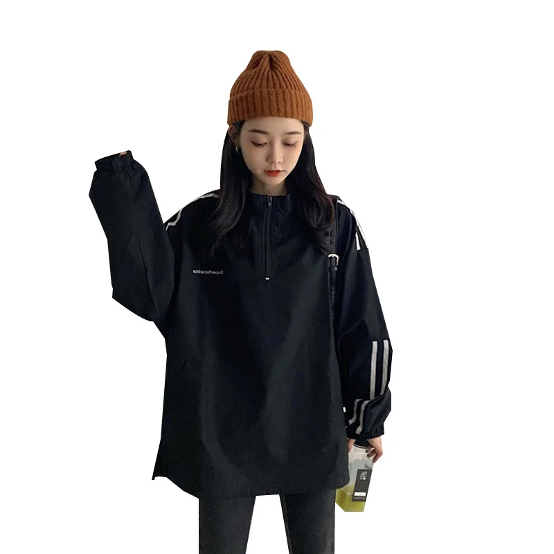 Brownm Brownm Web Celebrity Zipper Hoodie Female Spring And Autumn Thin Model 2024 New Korean Version Stripe College Wind Student Jacket Ins